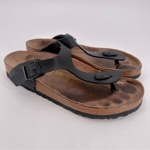 Birkenstock Gizeh Black Biko Flor Thong Sandals Size 39 FLAW